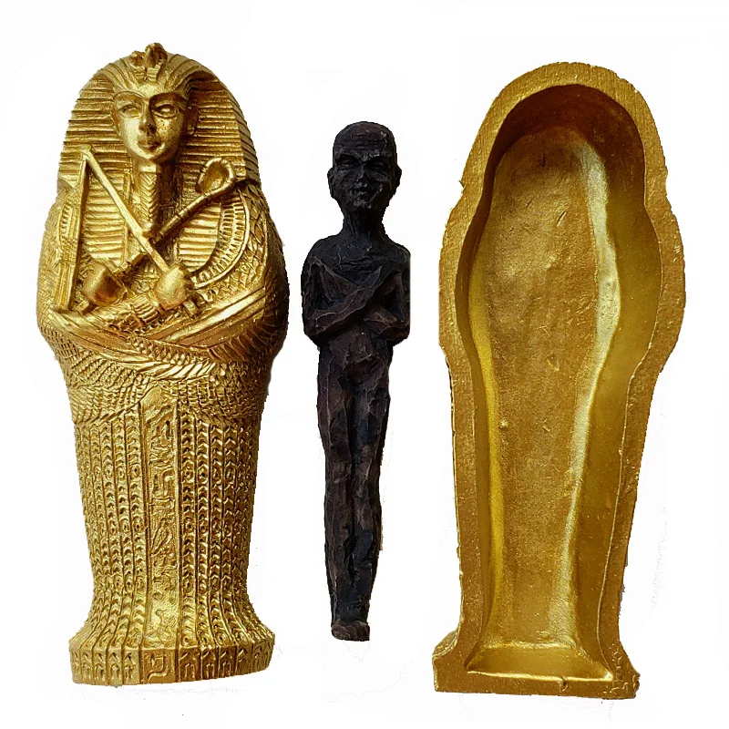 1pcs Resin Ancient Egyptian Coffin Figurine Sculpture Egypt Mummy Statue Small Ornaments Miniature Model Fish Tank Decoration