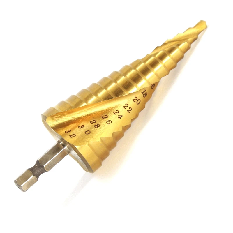 HANGXIN 3PCS HSS Spiral Grooved ,metal drilling mini drill accessories, Titanium Step Cone Drill Bit , hss drill set