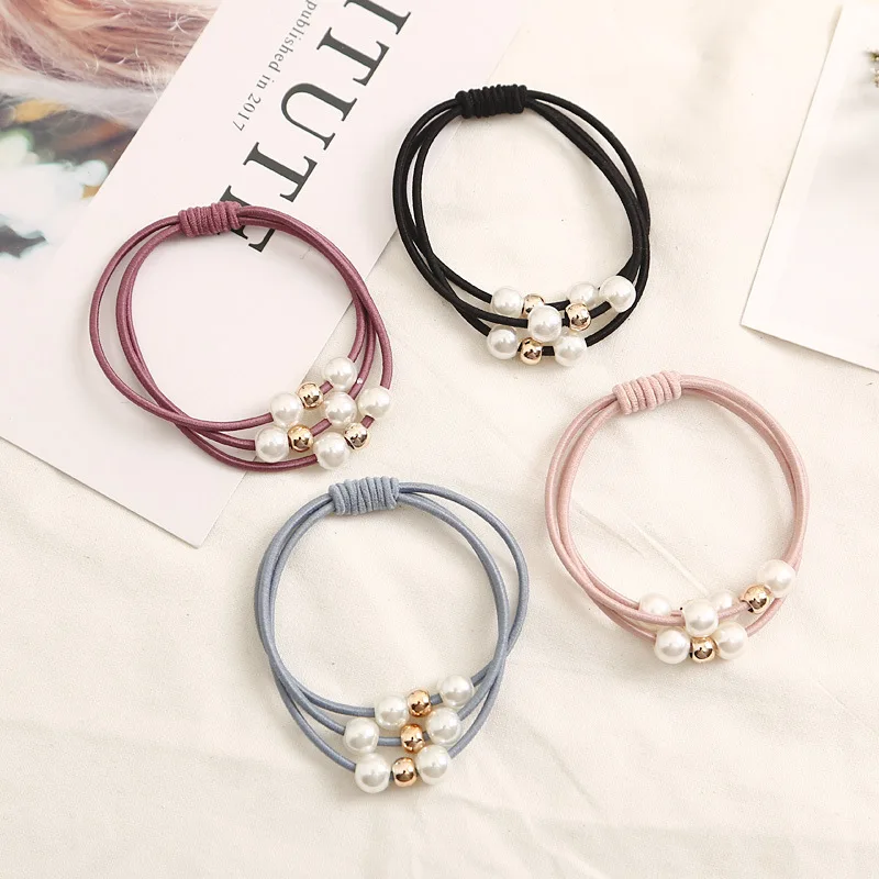 4PCS Hair Accessories Pearl Elastic Rubber Bands Ring Headwear Girl Elastic Hair Band Ponytail Holder Scrunchy Rope Hair Jewelry