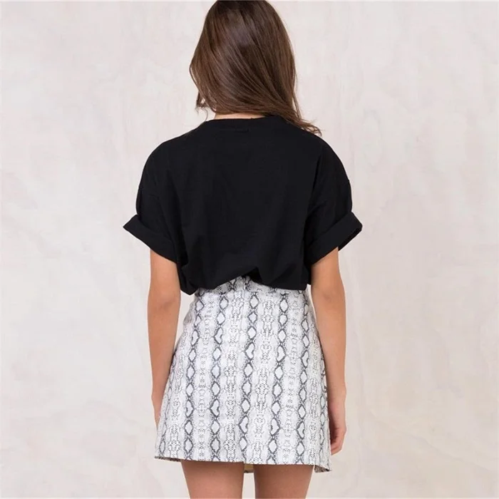 Europe and the United States snake pattern PU split fork hip skirt women trend Slim hip sexy skirt