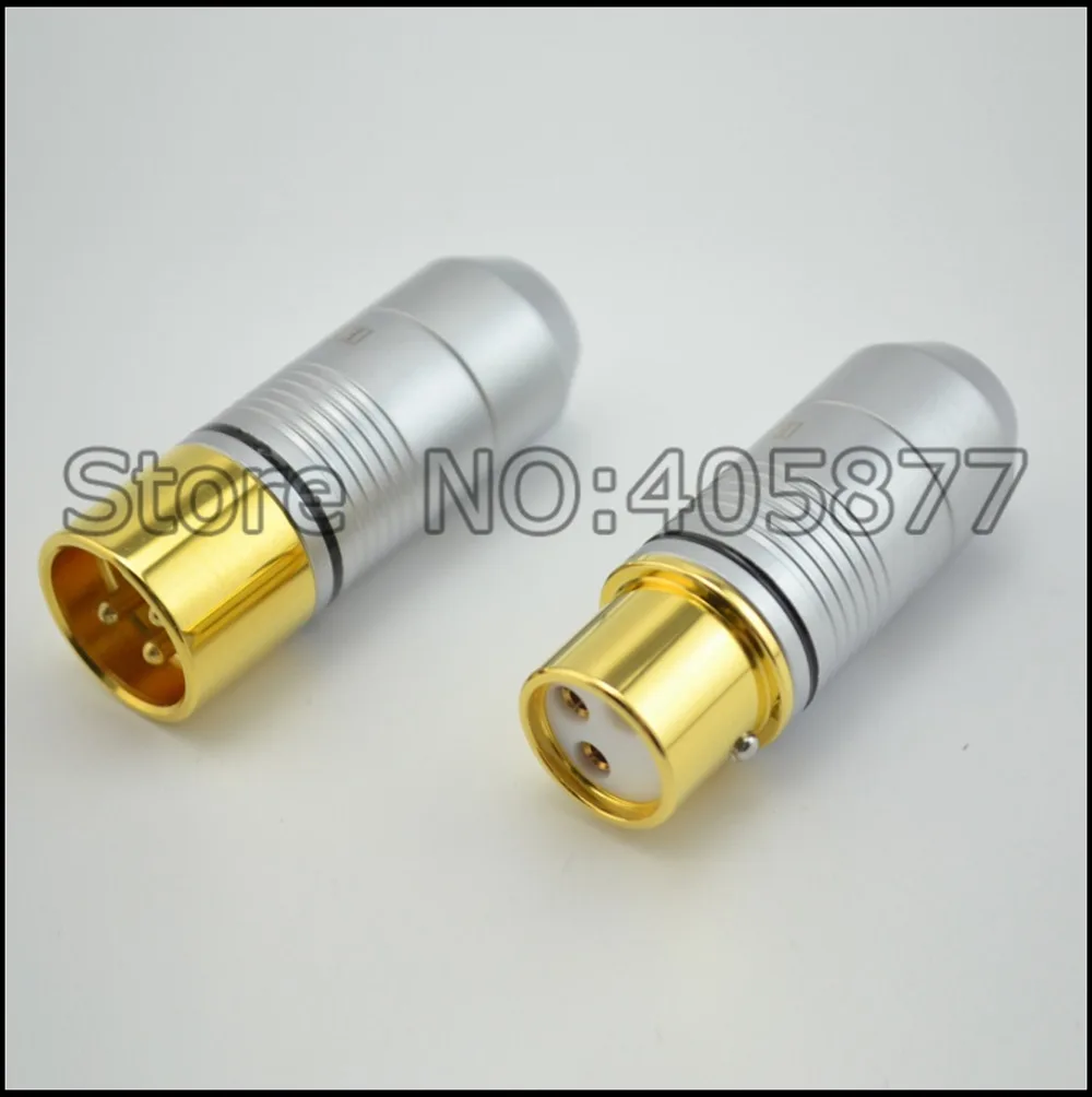 4pcs Hi-End 24K Gold plated Tellurium Copper Male female XLR Connector MIC XLR Plug Connector