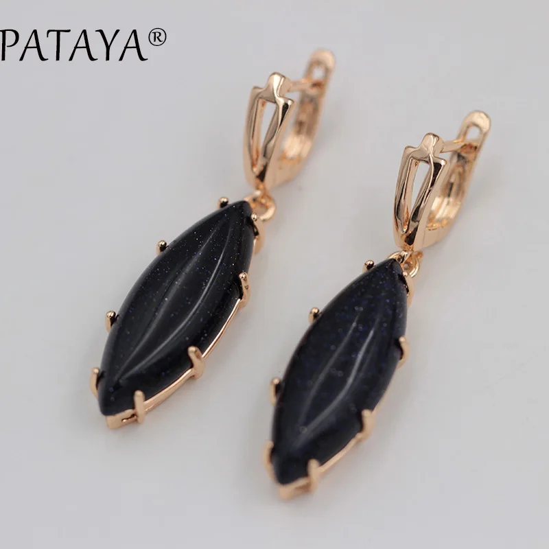 PATAYA Exclusive Sale 585 Rose Gold Color Drop Earrings Multicolor Natural Stone Earrings Women Party Wedding India Jewelry