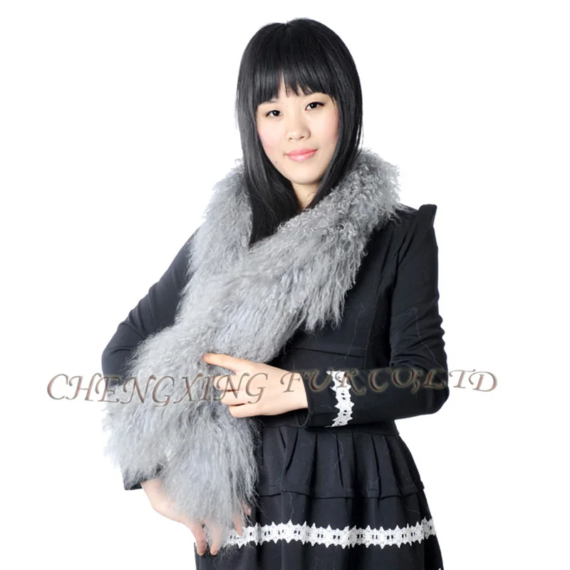 Long Size Great Genuine Mongolian Sheep Fur Wholesale Scarf CX-S-02B