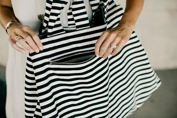 Thick Large Canvas Fashion Durable Women Black And White Stripes Shoulder Bag Shopping Tote Flax Cotton Shopping Bags Maximal