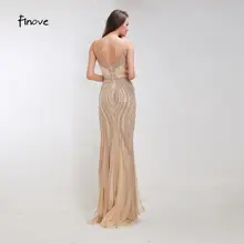Champagne V-Neck Evening Dress #2