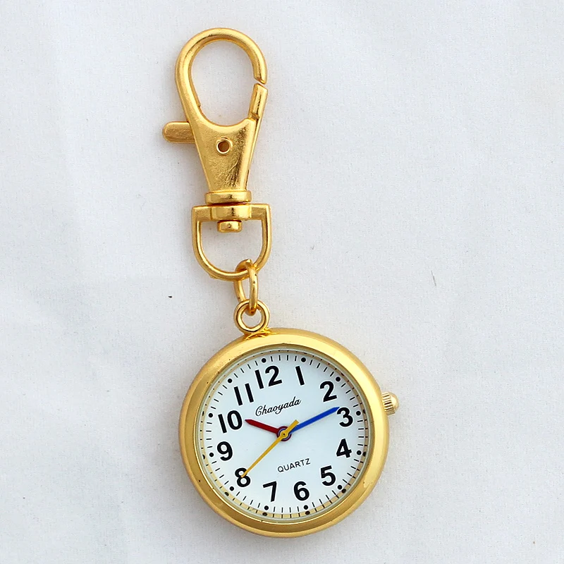 Silver Gold Bronze Retro Pocket Key Ring Clip Clasp Bag Watch Quartz Watch GL52 Cute Pocket Watches