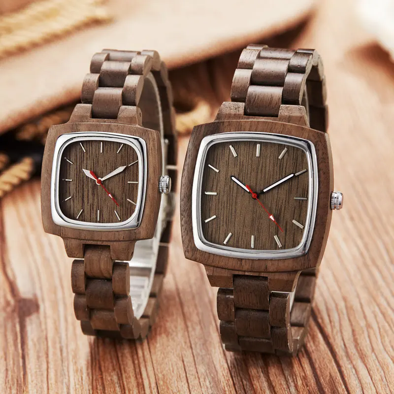 Eenvoudige Bamboe Houten Lover Paar Horloges Mannen Eenvoudige Tonen Horloge Vrouwen Quartz Mannelijke Bayan Kol Saati Geschenken Klok Hout Armband