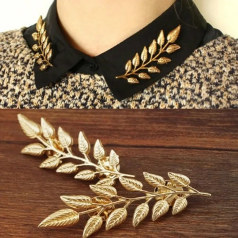 European and American retro minimalist plant leaf brooch,