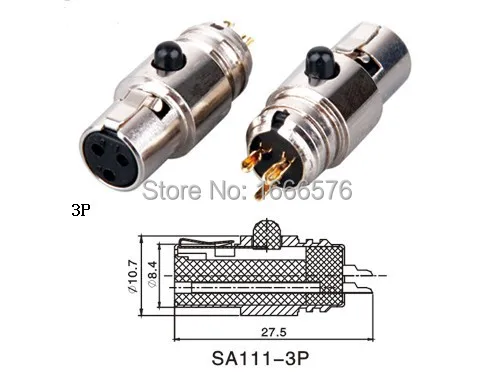 wholesale 50 pcs/lot  Mini XLR 3-Pin female Cable Inline Plug Large-111