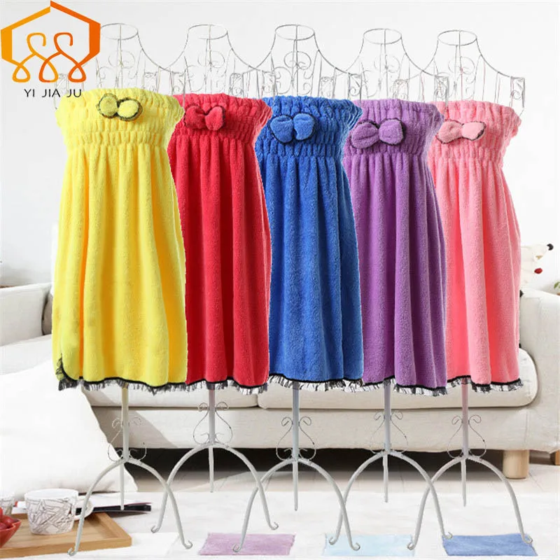 

Fashion Cute Lace Microfiber Fabric Absorbent Lady Wrap Chest Bath Towel Coral Velvet Butterfly Sexy Slim Bath Skirt Bathrobe