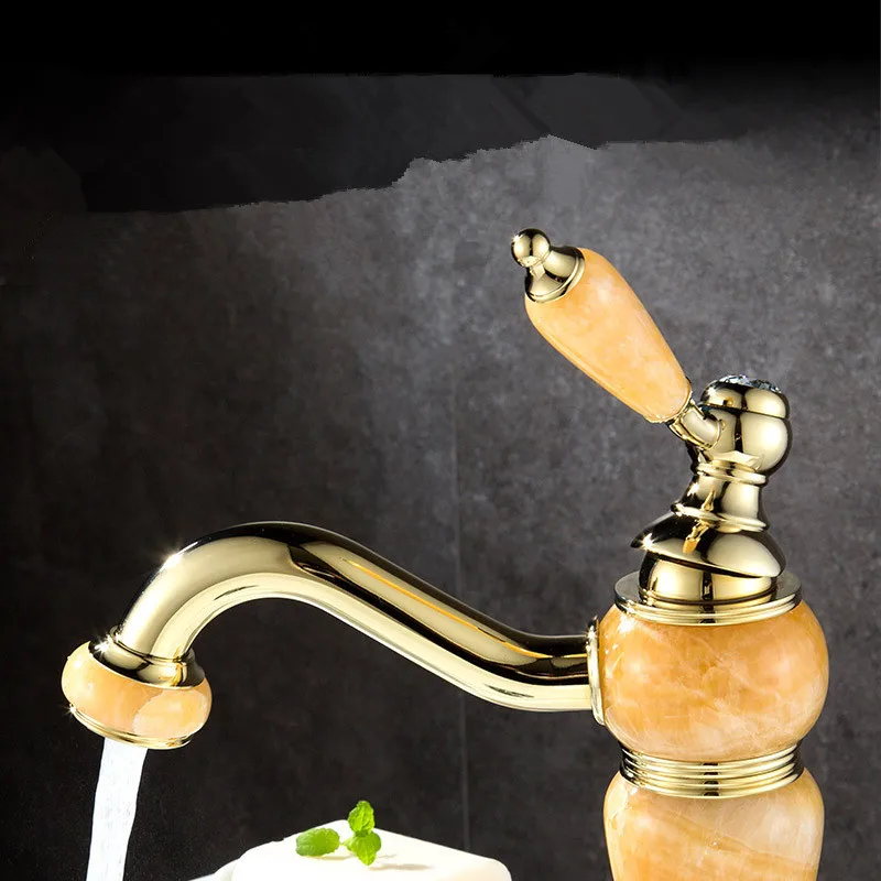 

High-end Faucet Bathroom Faucet European Natural Jade Copper Faucet Water Grifo Sink Tap Bathroom Accessories