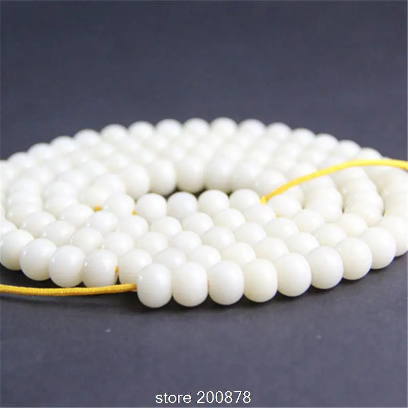 Natural White Bodhi Apple Beads for making Mala Bracelets Necklace 8x6mm talipot palm Bodhi Beads Beads 108+6beads lot