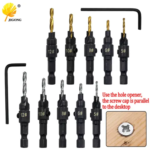 5Pcs Woodworking Countersink Drill Set JIGONG