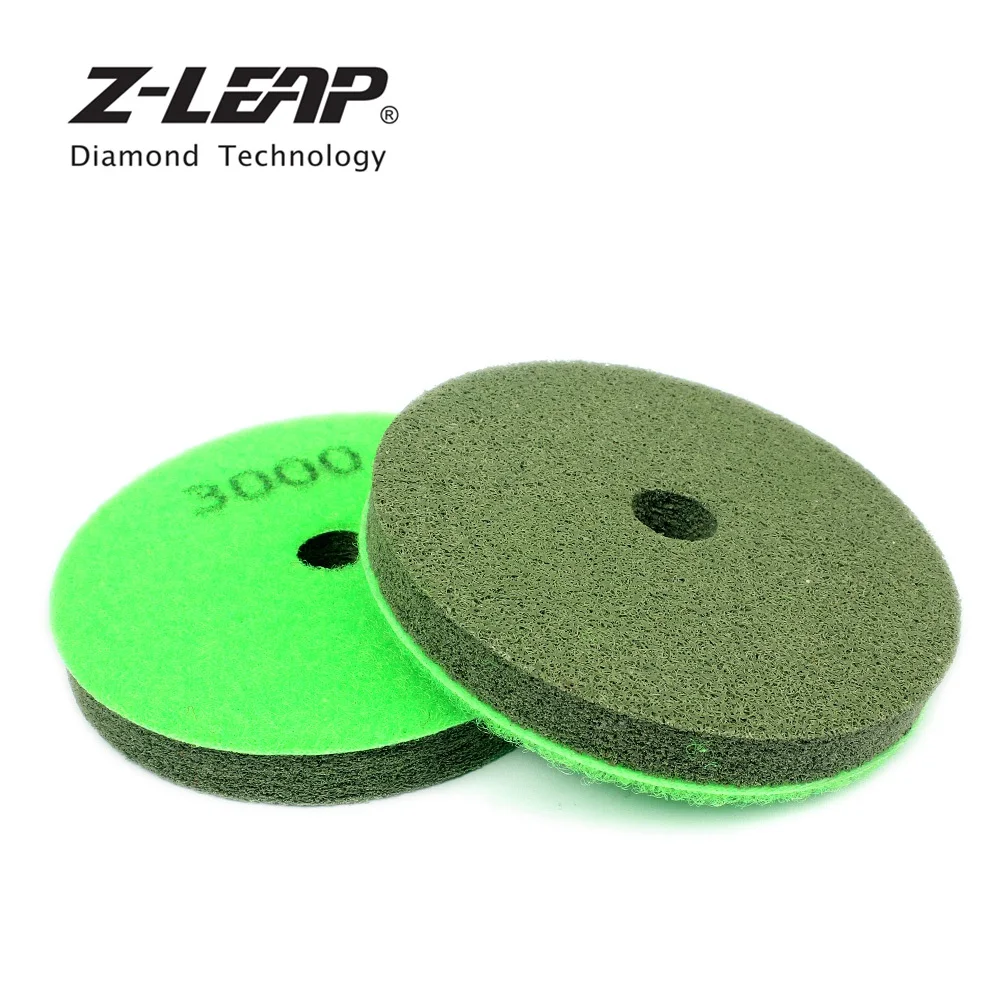 Z-LEAP 2pcs 4 "เพชรฟองน้ำขัดแผ่น Buffing Disc หินหินอ่อนหินแกรนิตขัดเส้นใยไนลอนเปียกขัด