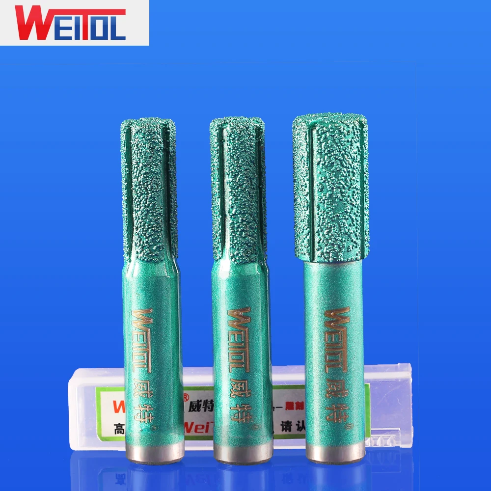 WeiTol 1PCS Diamond Emery Stone Straight Bit 12.7MM Marble Stone Cutting Tools CNC Router Bit End Mill