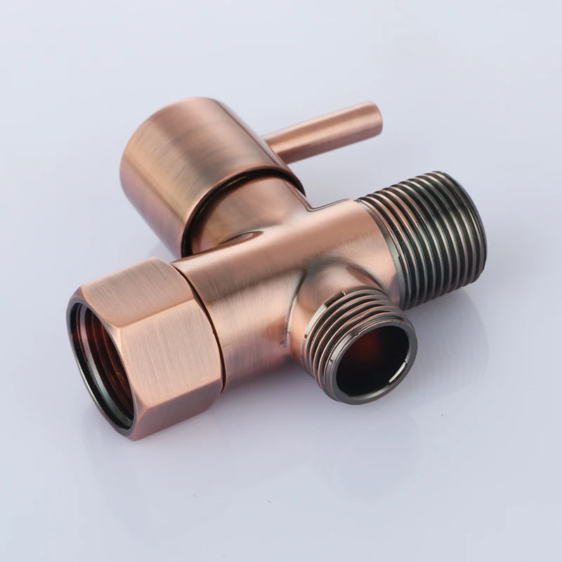 

Red Antique Brass angle valve 7/8*7/8*1/2 T-adapter with Shut-off Valve, 3-way Tee Connector for Handheld Bidet 15/16" and G 1/2