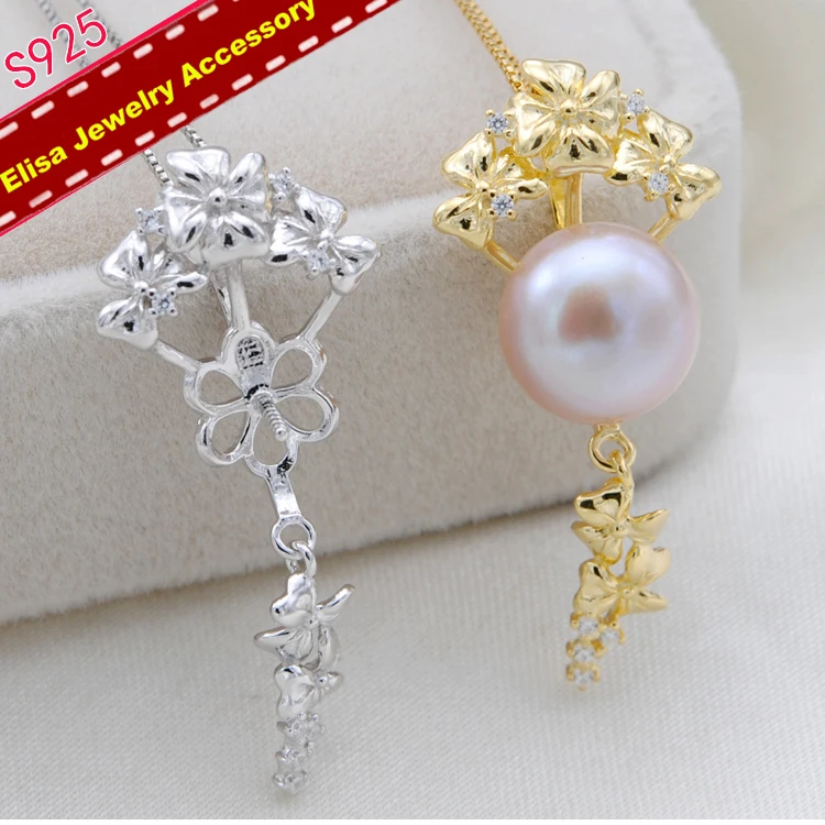 

Multi Flower Pendant Holder S925 Silver Pendant Settings Women DIY Pendant Fittings Silver&Gold Color 3Pieces/Lot