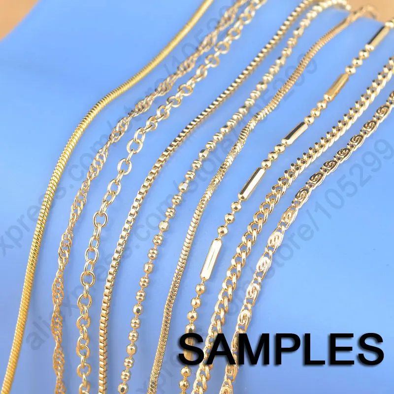 

Sample 9Pcs Mix 9 Styles 18" Yellow Gold Filled Jewelry Link Necklace Chains With Lobster Clasps Findings