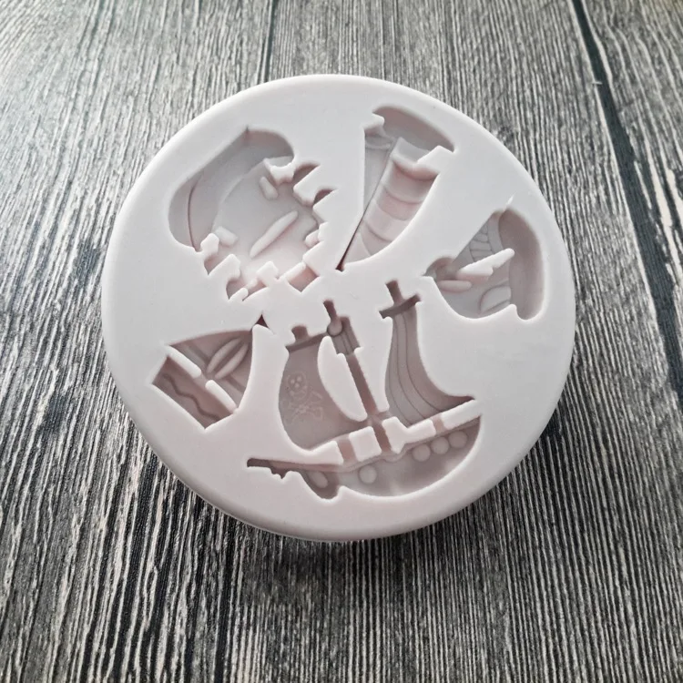 DIY Pirate Ship Silicone Molds Sails Fondant Chocolate Cake Decorating Tools Clay Candy Kitchen Baking Mold H382