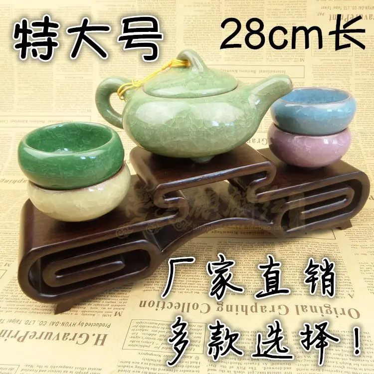 Kylin rosewood handicraft teapot jade stone carving wood head flower vases scroll several large base