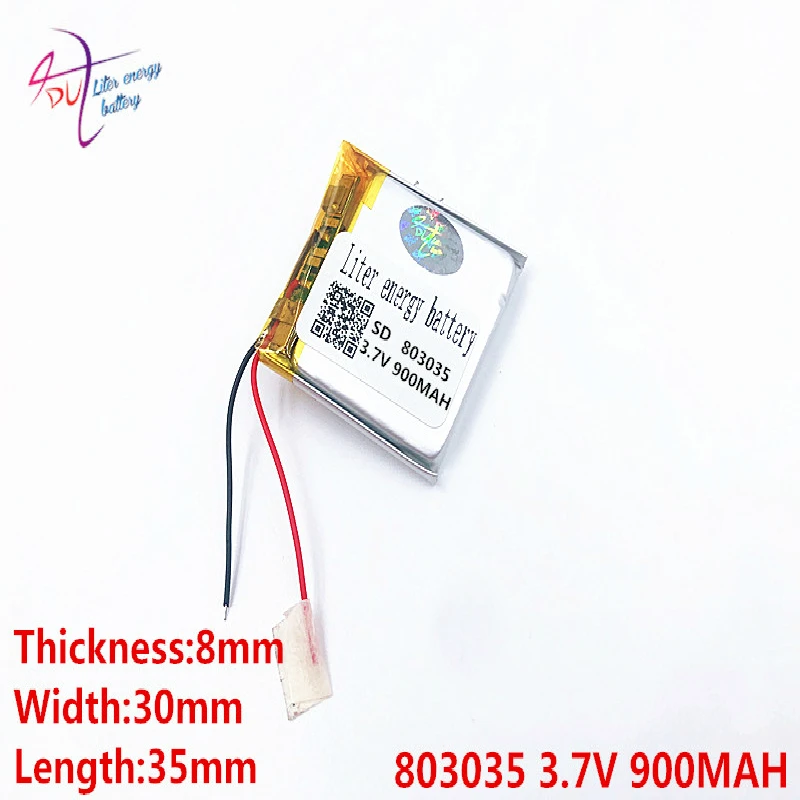 

Wholesale 10 pcs 3.7V 900mAh 803035 Lithium Polymer LiPo Rechargeable Battery For Mp3 Mp4 PAD DVD DIY E-book bluetooth