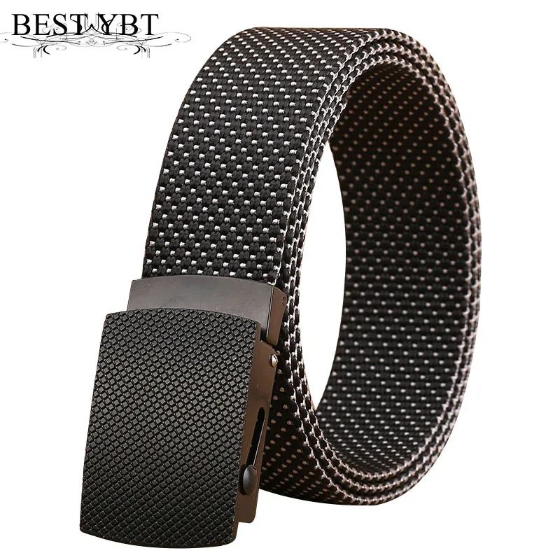 

Best YBT Unisex Nylon Belt Fashion Unisex Alloy Automatic buckle Belts Jeans Male Casual Luxury Nylon cowboy pants Waistband