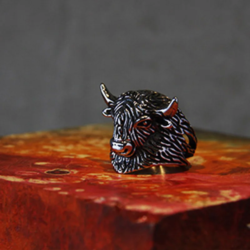 Adjustable American bison Ring yak buffalo wild ox Jewelry Free Size Cattle jewelry