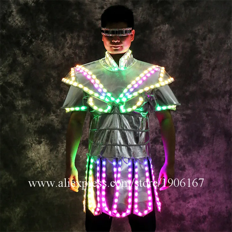 

Wholesale new design RGB led costumes led robot colorful led suit performance dance show ballroom led clothing