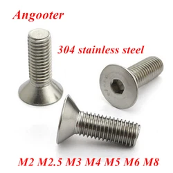 5-50pcs Allen key head flat screw DIN7991 M2 M2.5 M3 M4 M5 M6 M8 Hex socket flat countersunk head screw bolt 304 stainless steel