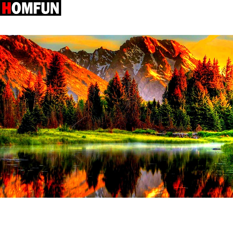 

HOMFUN Full Square/Round Drill 5D DIY Diamond Painting "Scenic Lake water" Embroidery Cross Stitch 3D Home Decor Gift BK013