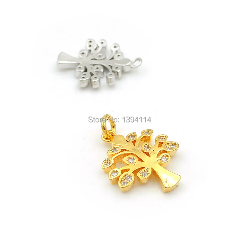 19*15*2mm Micro Pave Clear CZ Tree Life Charm Fit For Making DIY Bracelets Or Necklaces Jewelry