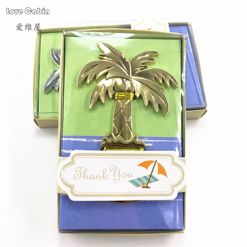 Wedding Souvenirs Coconut Tree Bottle Opener with gift box Wedding Christmas Party gift Festive Party Supplies 10pcs