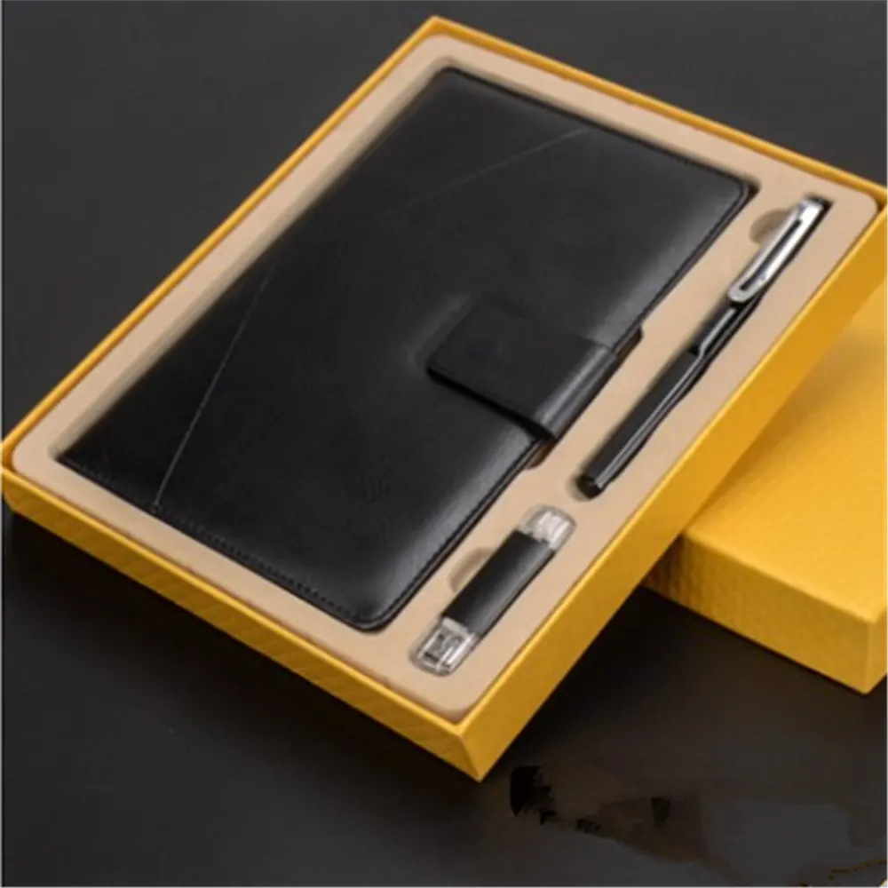 

Business Hardcover Hard Copybook Note Book Set with an Signing Pen+8G U Disk Exquisite Graduation Gift Business Gift