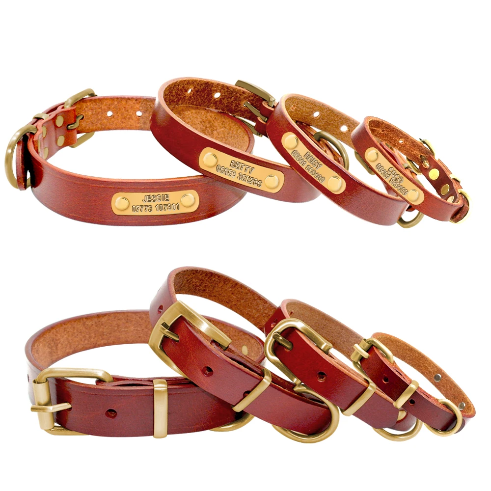 Echtes Leder-Katzenhalsband für kleine und mittelgroße Hunde, personalisiertes Hunde-ID-Halsband, individueller Haustiername und Telefonnummer, kostenlose Gravur – Detail 11