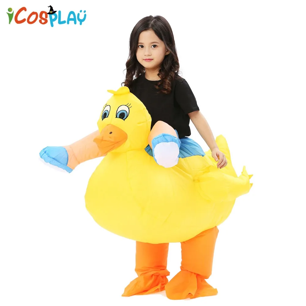 

Adults Kids Inflatable Duck Costume Yellow Duck Rider Inflatable Costume Halloween Costumes Women Animal Mascot Cosplay Costume