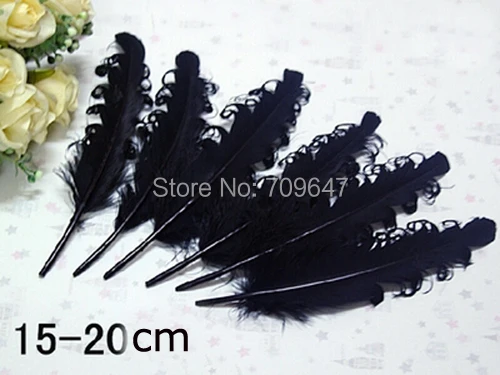 

100pcs/lot! 15-20cm Black Curled Goose Satinette Feathers,Loose Feathers for Feather Headband ,Hair Accessory etc,Black Feathers