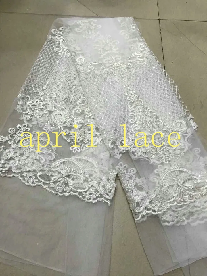 

MD004 offwhite silver sequin good embroidery french tulle mesh lace for evening dress/sawing/wedding,send by dhl or fedex