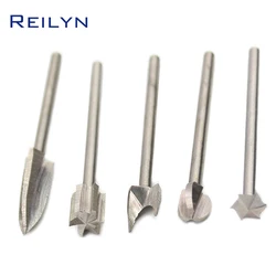 5pcs 5-Types Carving Knife Woodworking Mill Wood Milling Cutter Root/Nut Carving Cutting Routing Rotary Tool Accessories