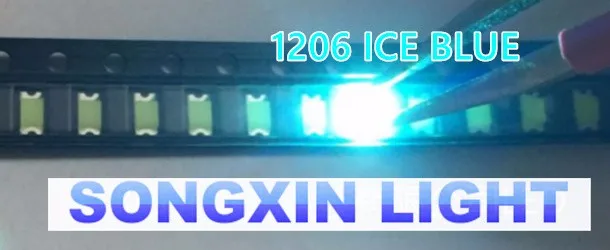 100PCS 3216 1206 Ice Blue 0.01W Super Ultra Bright SMD LED Indication smd 1206 led clear blue 1206 diodes