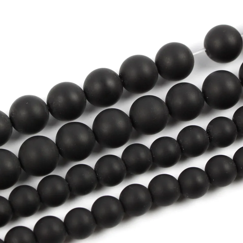 A Grade Natural Stone Black Matt Onyx Agates Round Strand Loose Beads For Jewelry Making Diy Bracelet 4-12MM Drop Shipping