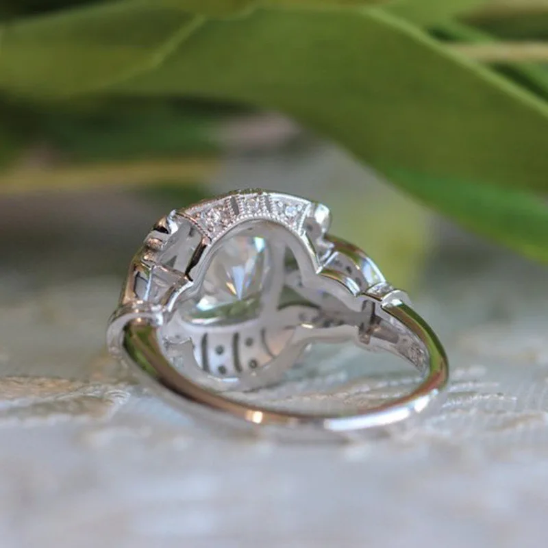 Huitan Vintage Women Ring Solitaire Cubic Zircon Anniversary Present For Wife Gothic Pattern Girls Addicted Ring New Come