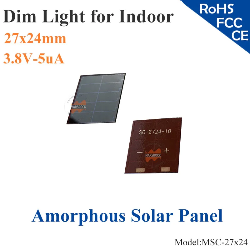 27x24mm 3.8V 5uA dim light Thin Film Amorphous Silicon Solar Cell ITO glass for indoor Product,calculator,toys,0-3.5V battery