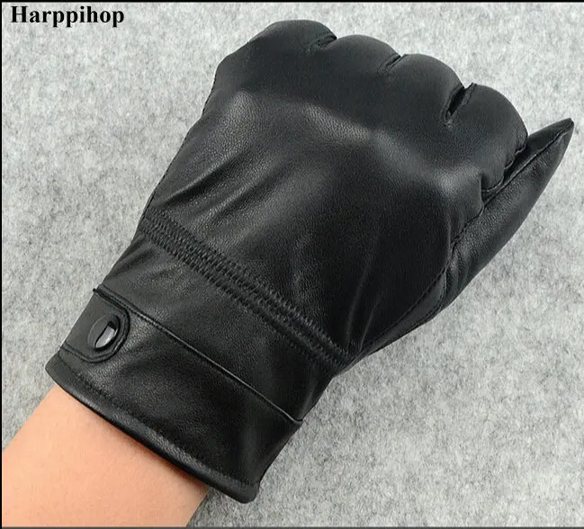 Gants chauds en cuir véritable pour hommes, mitaines de marque, noir, couleur marron, hiver, 2024