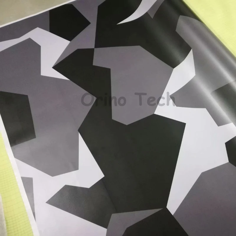 

Arctic Camouflage Vinyl Adhesive Black White Grey Camo Film Motorcycle Scooter Decal Wrap Color Change Sticker