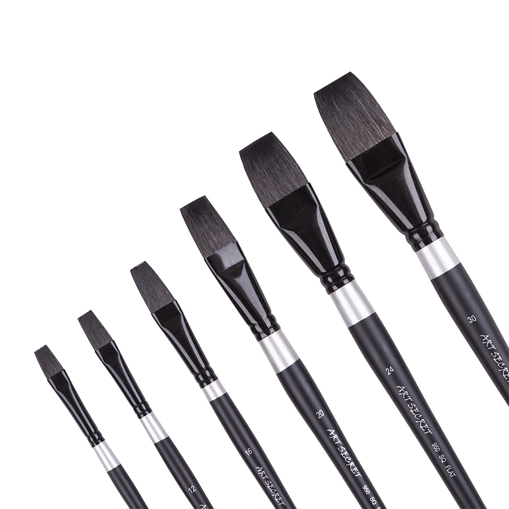 ArtSecret High Grade 950SQ Flat Anti-Drop Squirrel Hair Wooden Handle Paint Brushes Artistic Art Tool For Watercolor Drawing - Image 2