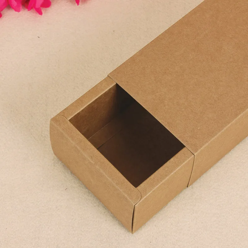 Retail 20Pcs/Lot 16*9+5cm Kraft Paper Packing Box Retro Cardboard Drawer Boxes For Soap Cosmetics Gift Perfume Packing Boxes