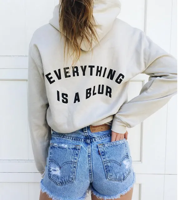 Skuggnas Everything is a Blur Unisex Hoodies Letter Graphic Jumpers Women/Men Spring Hipster Crewneck Outfits Tumblr Sweatshirt