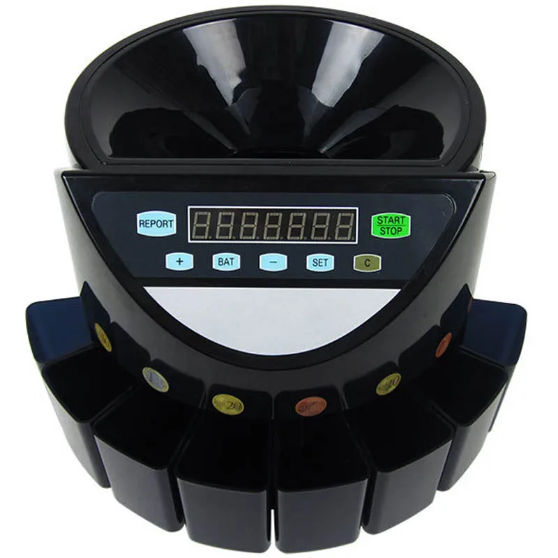 XD-9002 Electric Coin Sorter Foreign Currency Counting Machine Led Display Automatic Sorting Coins Total Amount Can Customized