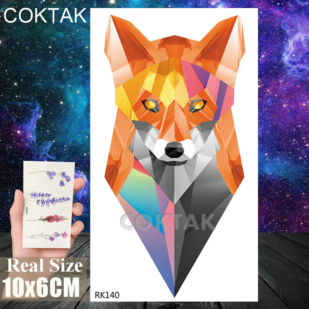 3D Watercolor Fox Temporary Tattoos Creative Sticker Waterproof Sheets Tattoo For Men Women Kids Body Art Drawing Arm Legs Tatoo