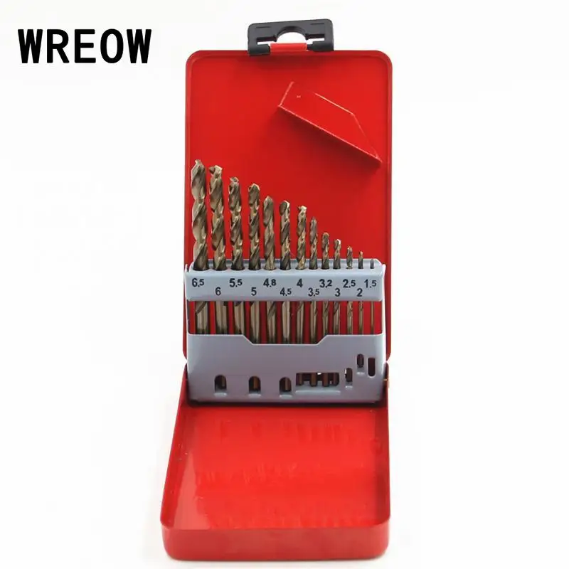 WREOW 13 Teile/satz HSS Bohrer Bit Set Voll Boden Hohe Geschwindigkeit Gerade Schaft ferramentas Holz arbeit Metall Stahl Twist Kit hand werkzeuge